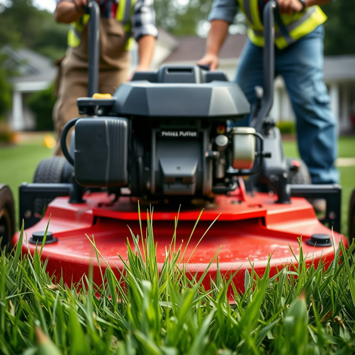 Mower cutting a lawn at the correct height in southeastern Massachusetts