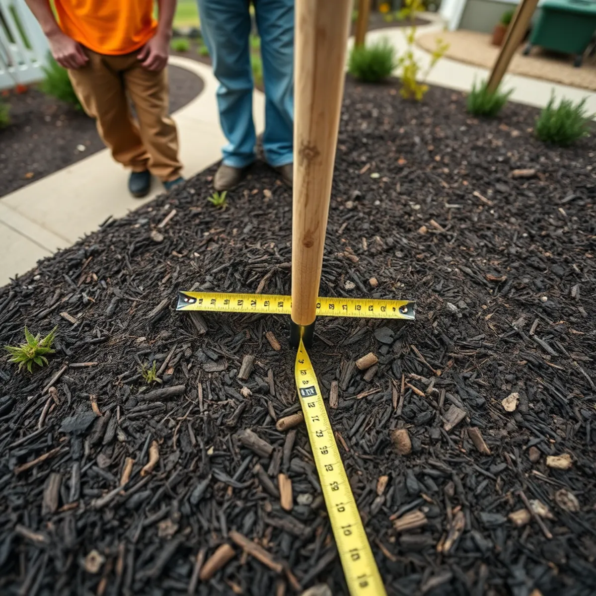 Freshly mulched garden bed with a clean spaded edge
