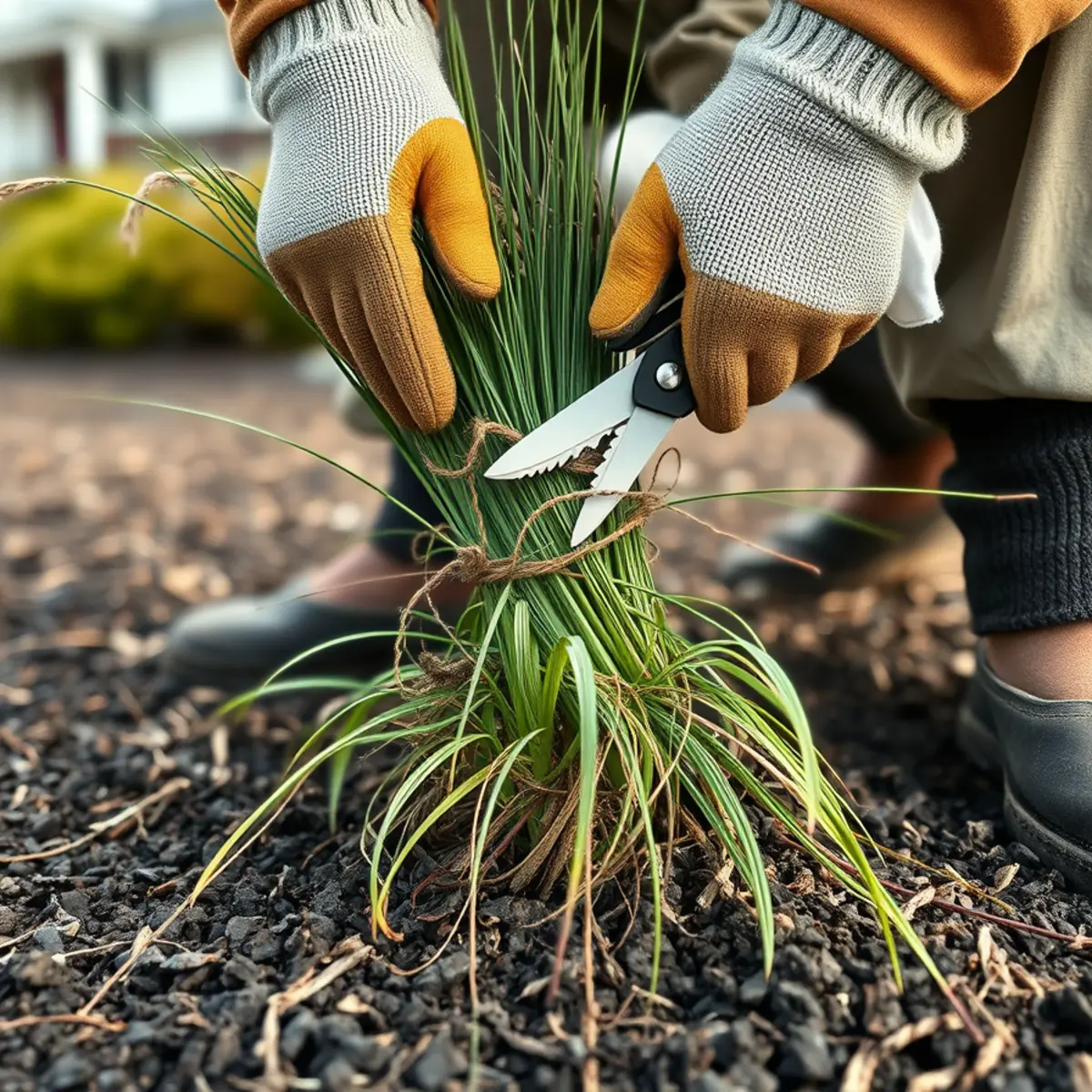 Cutting back spent perennials and ornamental grasses in early spring