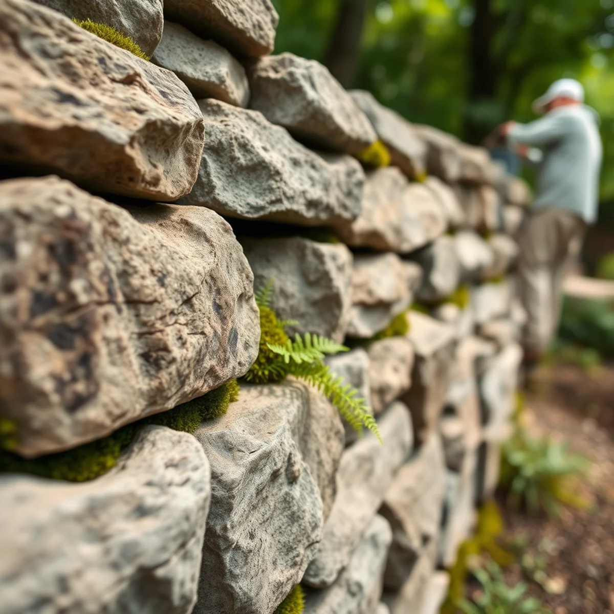 Natural fieldstone retaining wall built in southeastern Massachusetts