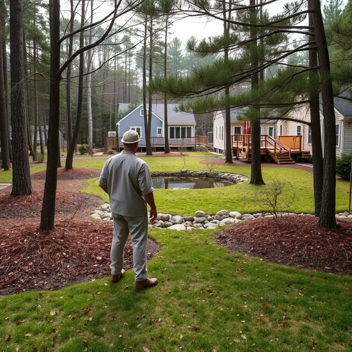 Wooded residential lot with pine shade in Abington, MA
