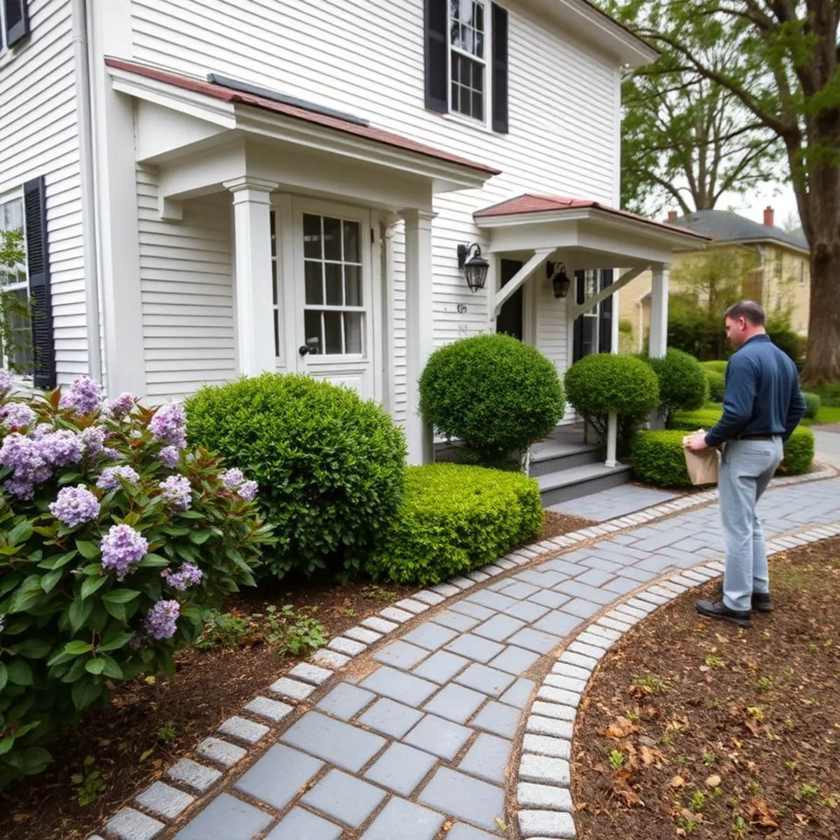 Period-appropriate planting at a historic Bridgewater, MA home