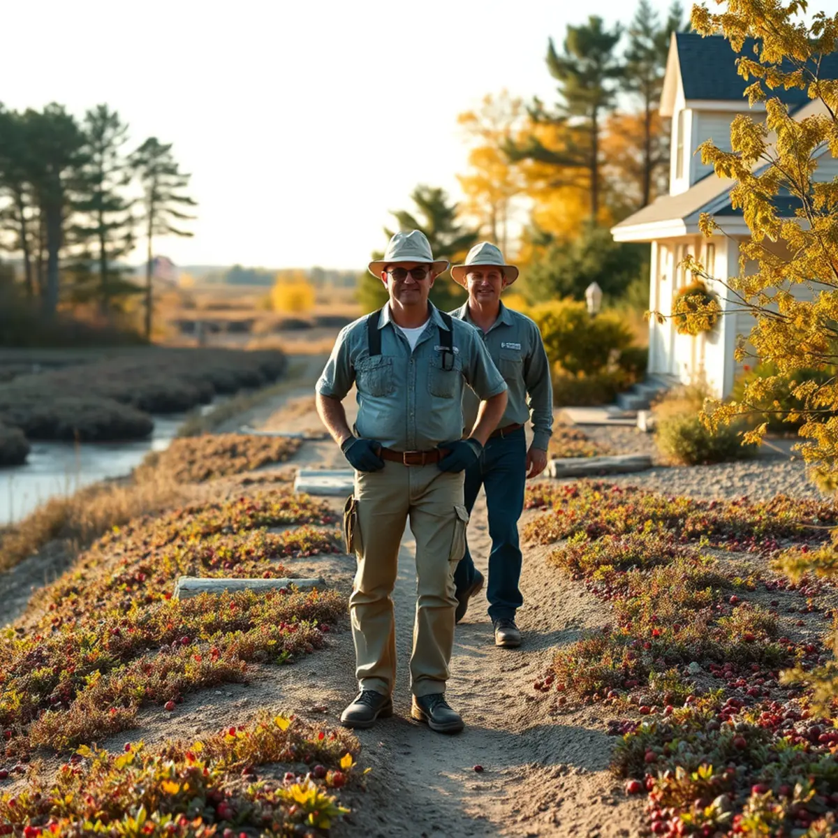 Rural property bordering cranberry bogs in Carver, MA