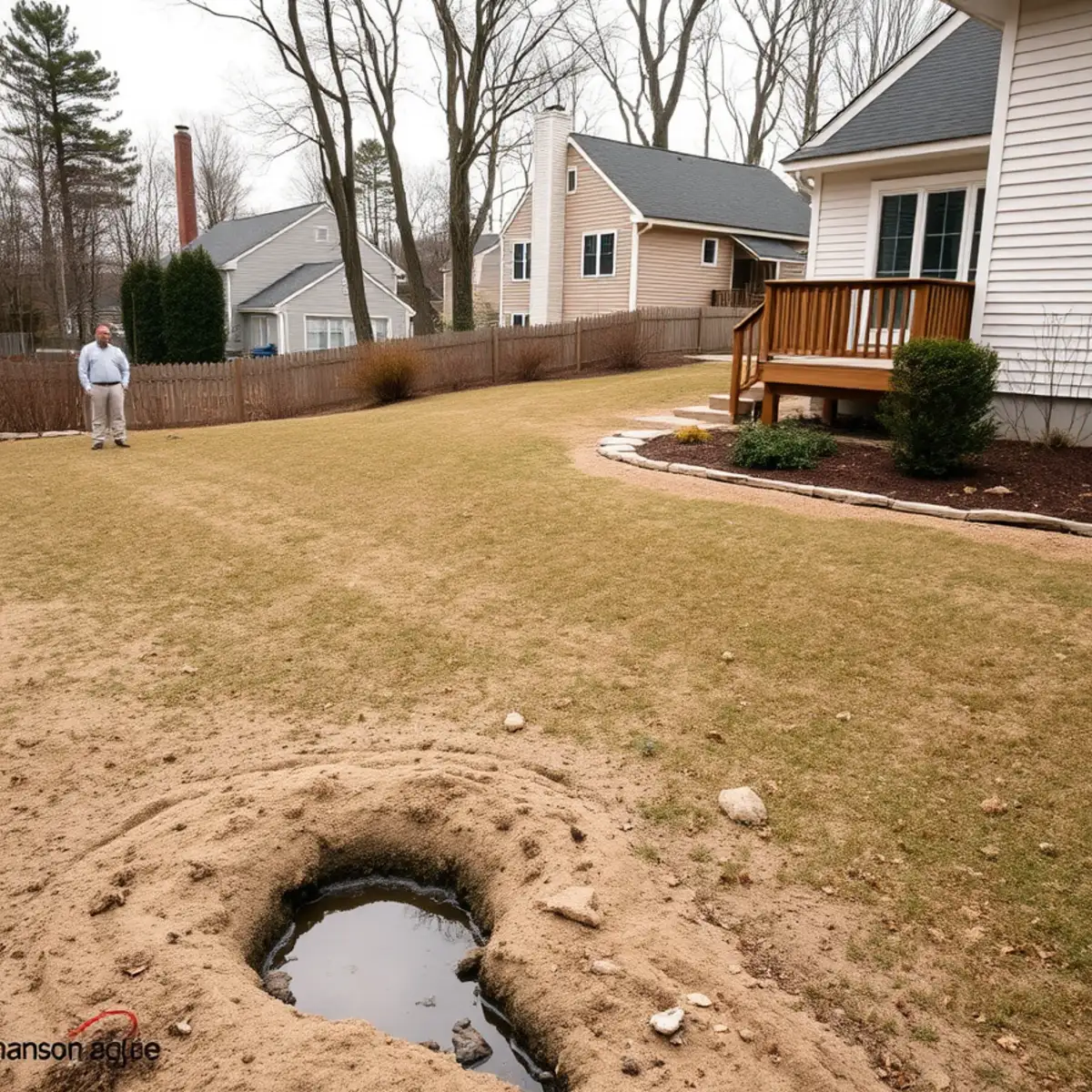 Backyard bordering a cranberry bog in Hanson, MA