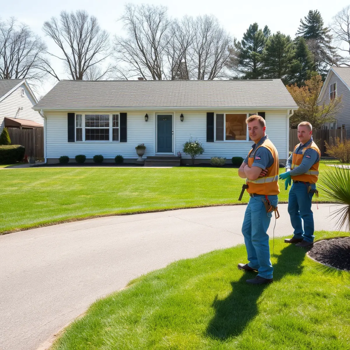 Well-maintained lawn and beds at a home in Holbrook, MA