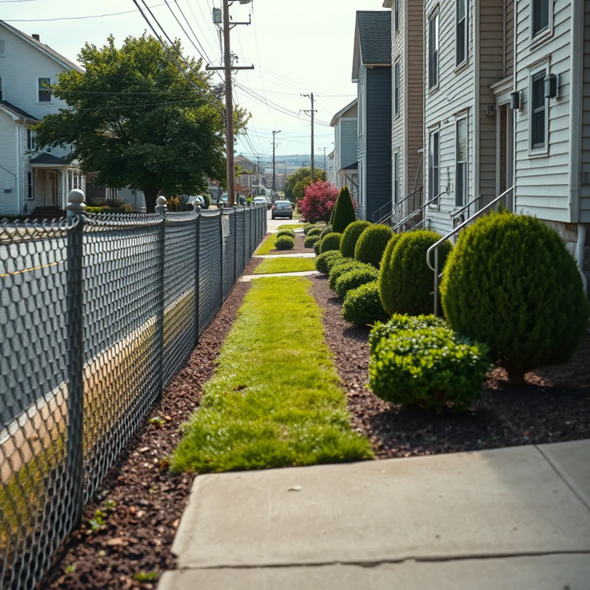 Small-lot landscaping on a dense Quincy, MA street