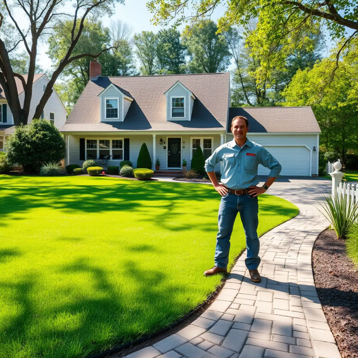 Landscaped suburban property in Raynham, MA