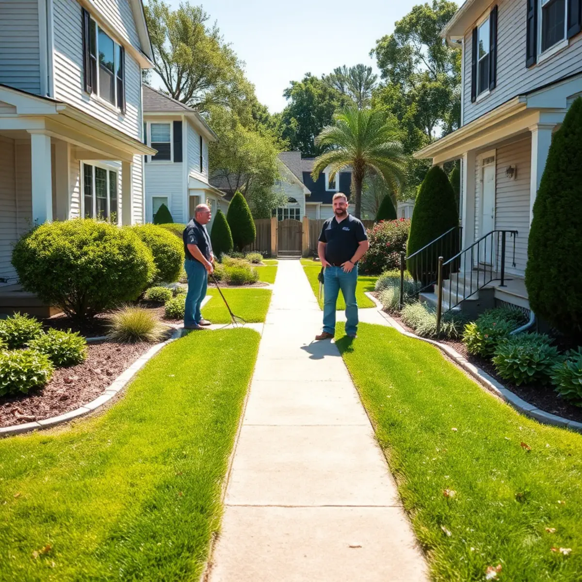 Front lawn and mulched beds at a home in Rockland, MA