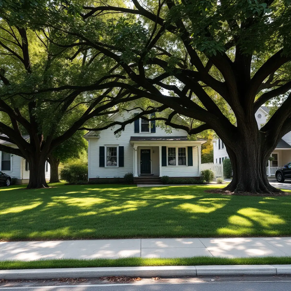 Residential property with mature oaks in Whitman, MA