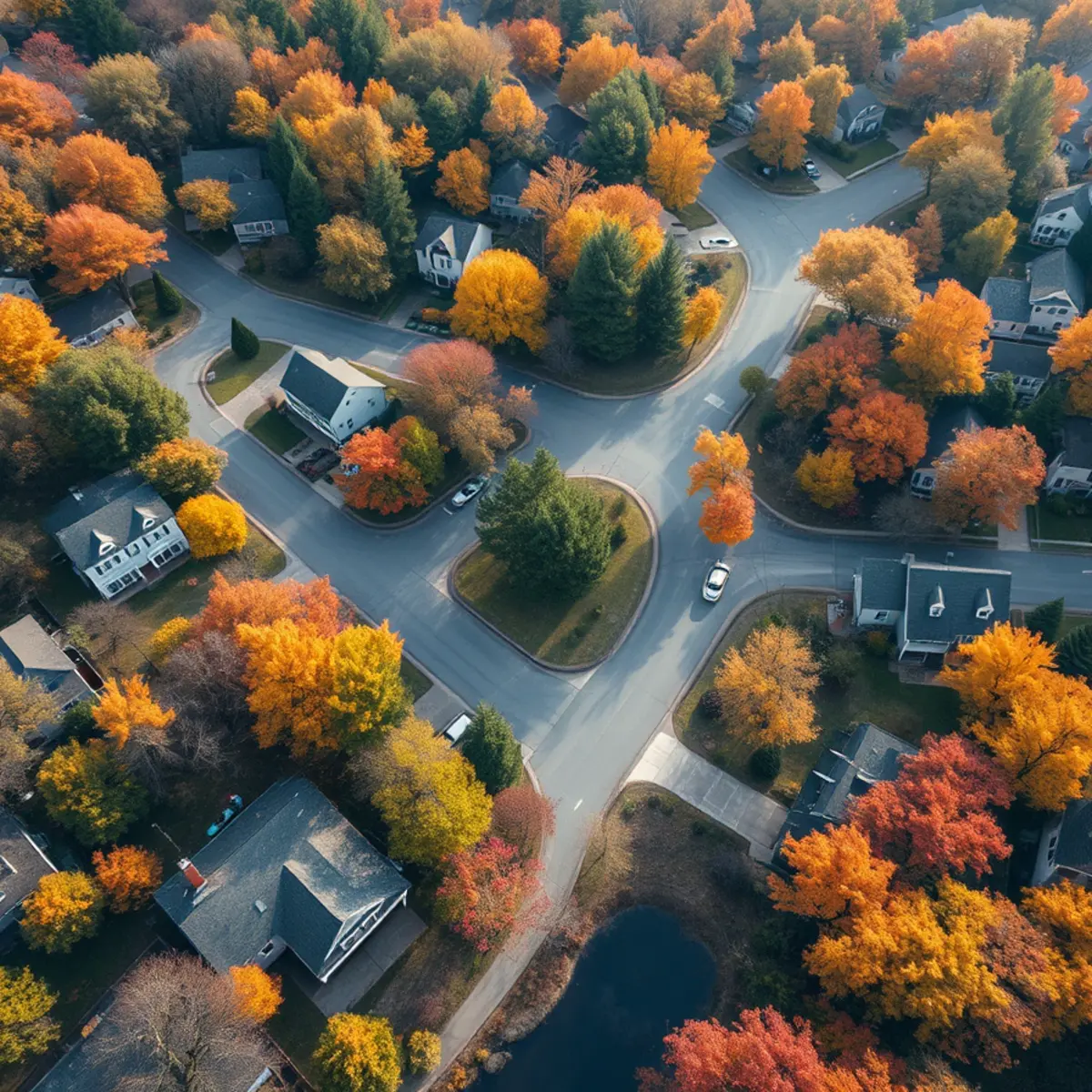 Aerial view of South Shore Massachusetts neighborhoods served by Giachetto Landscape
